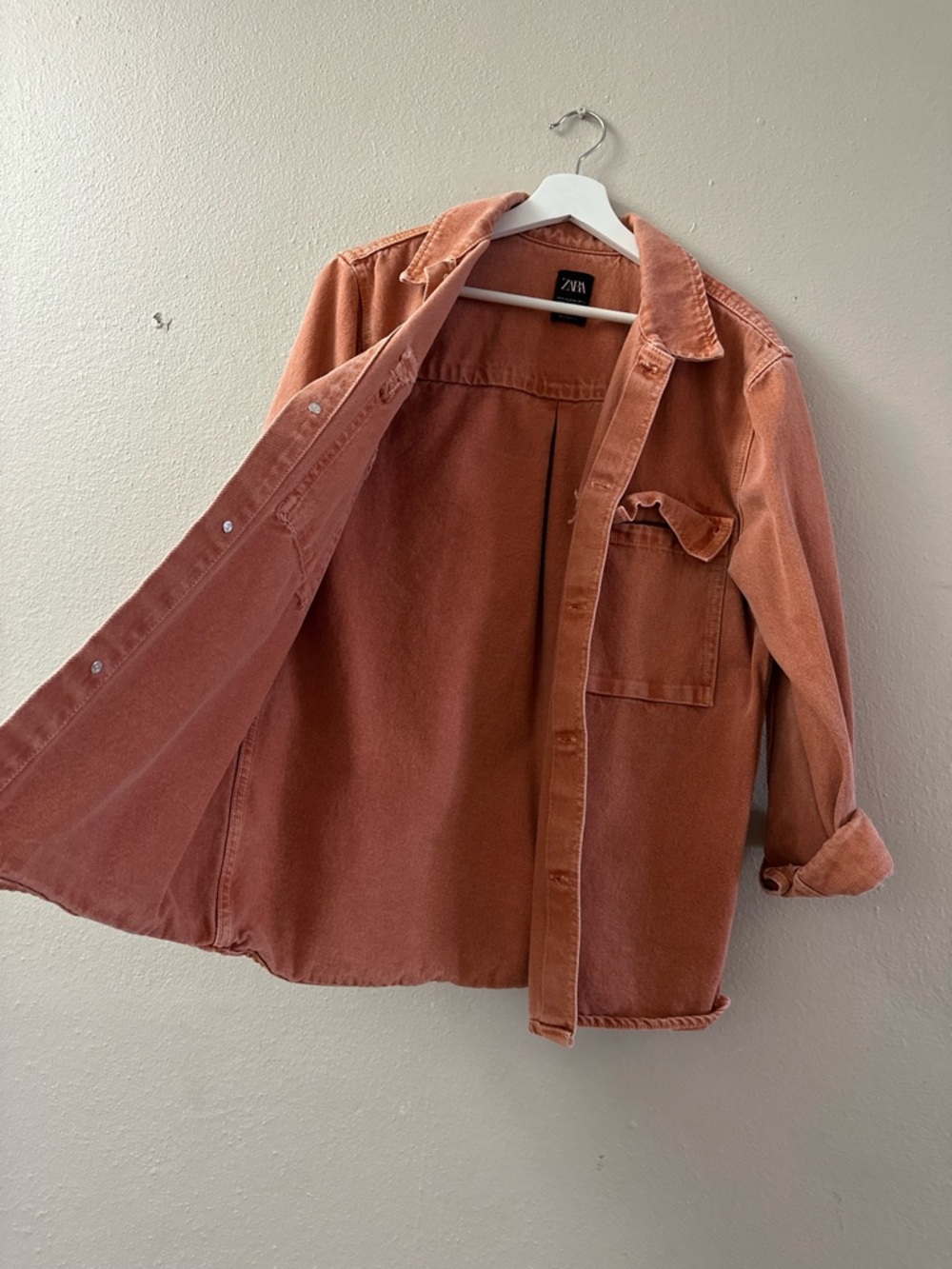 Zara Rust Shacket with Front Pockets - Picture 2 of 3